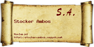 Stocker Ambos névjegykártya